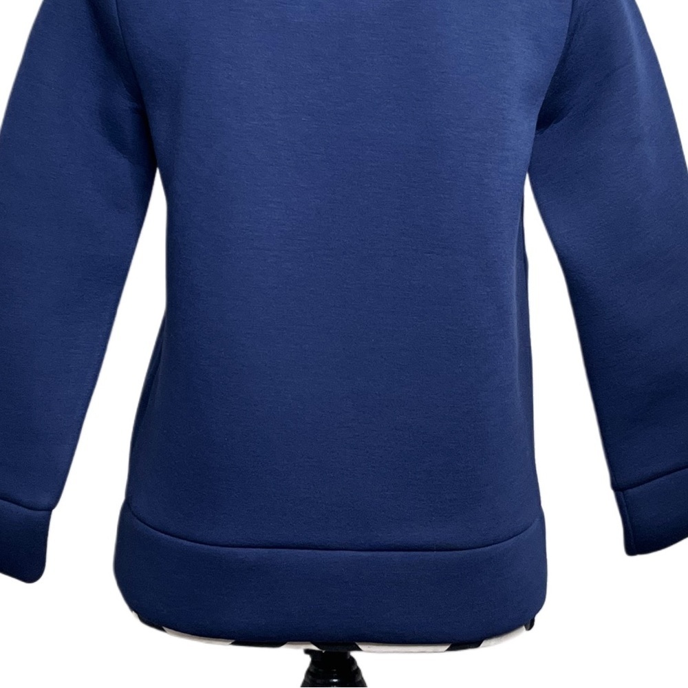 Kate Spade Saturday Neoprene Scuba Navy Blue Sz XS Double Zip Crewneck Sweater - Picture 6 of 10